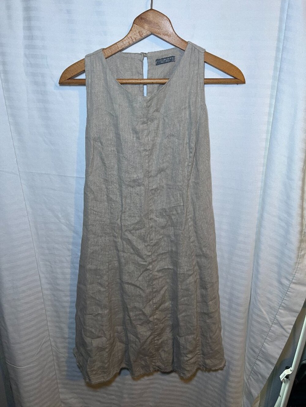 Piazza Del Tempio Beige Linen Sleeveless Smocked Dress Size Small